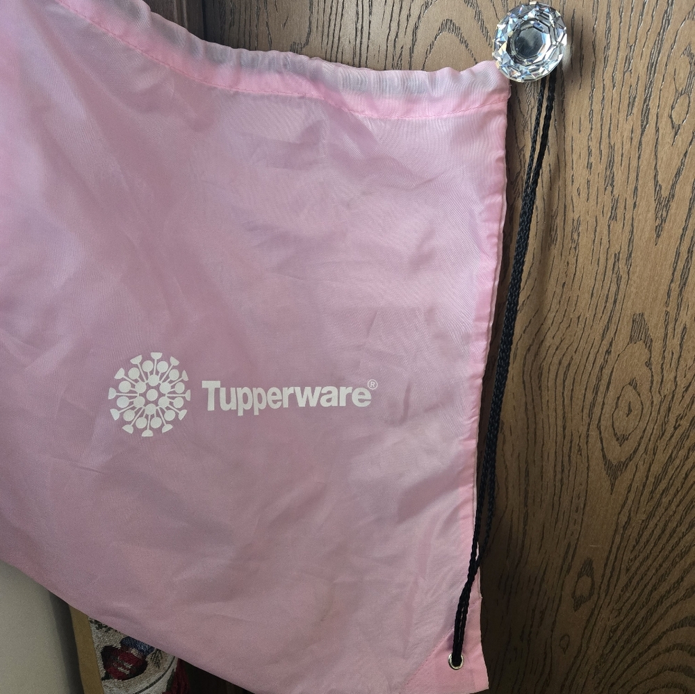 Tupperware Pink Drawstring Bag